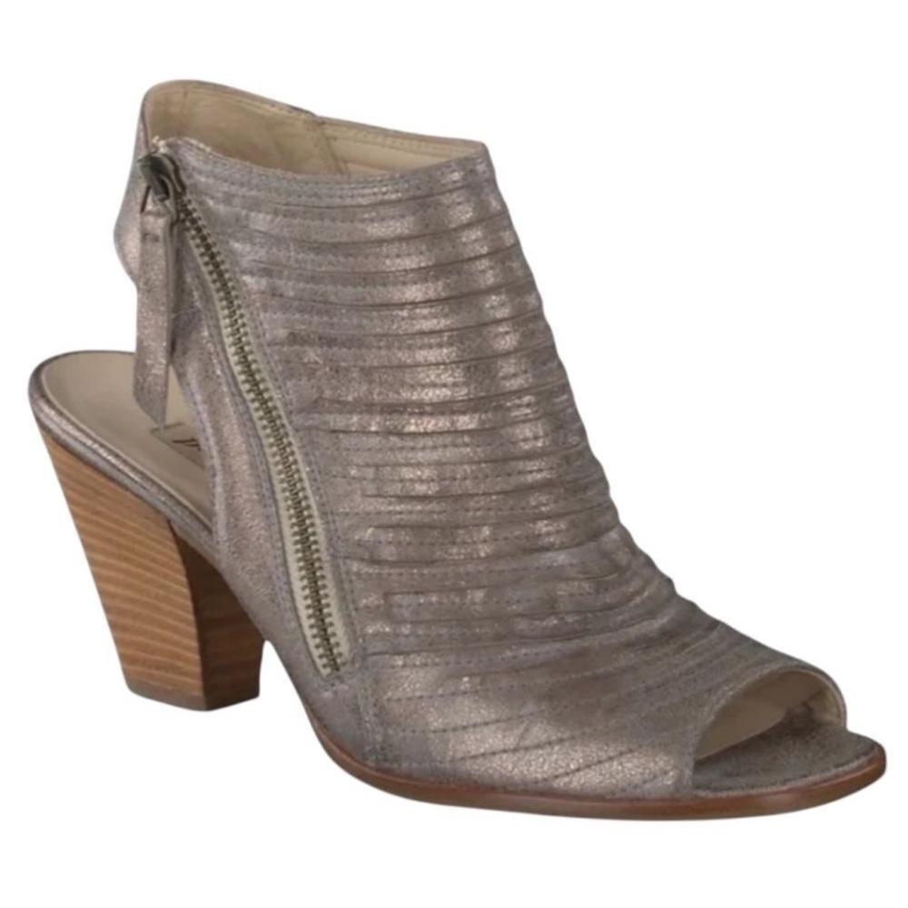 Women’s PAUL GREEN Cayanne Peep Toe Booties Leather Metallic- Size EU 36/US 6